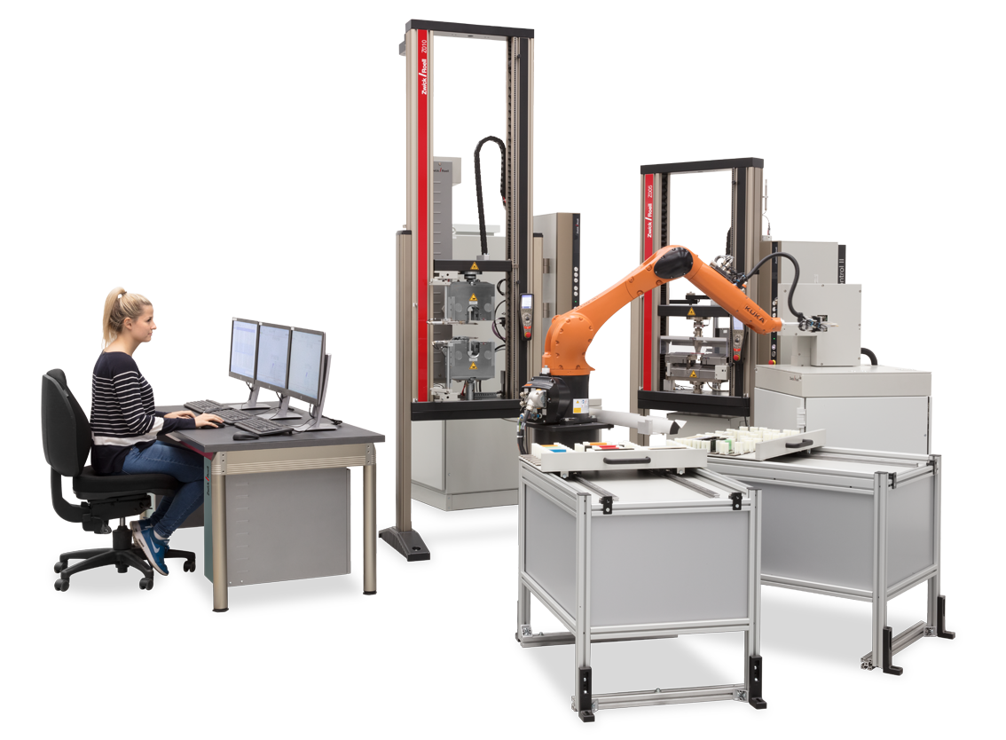 mesin pengujian robotik roboTest R untuk pengujian otomatis pada logam